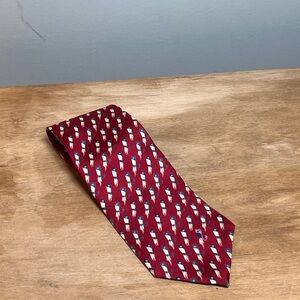 OSCAR DE LA RENTA Couture Neck Tie Men's Silk Woven Designer Red USA Made